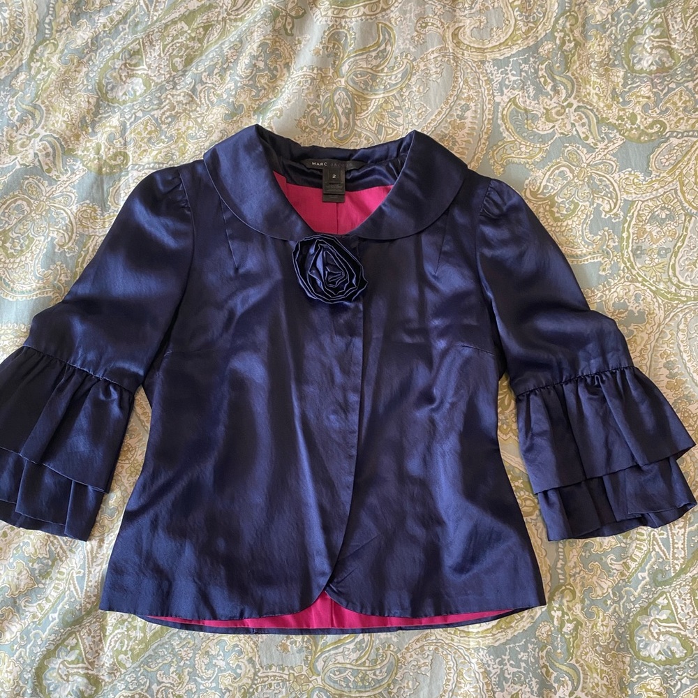 Marc Jacobs couture silk ruffle sleeve cardigan